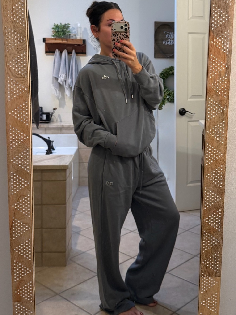 ALO Yoga Gray Cozy Fleece Hoodie & Jogger Set
